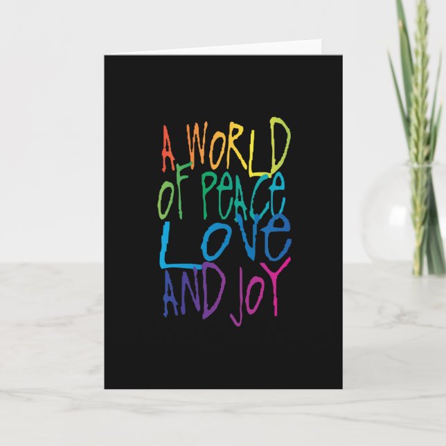 Cartes Pour Fêtes Annuelles Un monde de paix, d'amour et de joie (Devant)