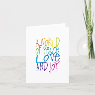 Cartes Pour Fêtes Annuelles Un monde de paix, d'amour et de joie