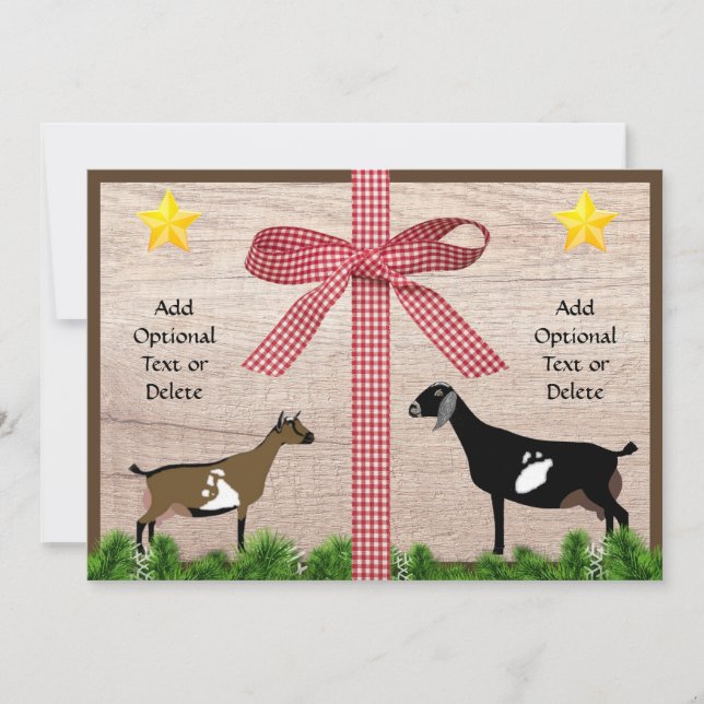 Cartes Pour Fêtes Annuelles Un Noël de chèvre rustique nigérian et nubien (Devant)