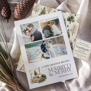 Cartes Pour Fêtes Annuelles Un nouveau chapitre Marié & Joyeux Cosy Neutral 3 