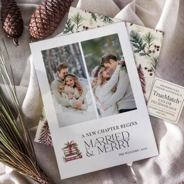 Cartes Pour Fêtes Annuelles Un nouveau chapitre Marié & Joyeux Newlyse 2 Photo (Créateur téléchargé)