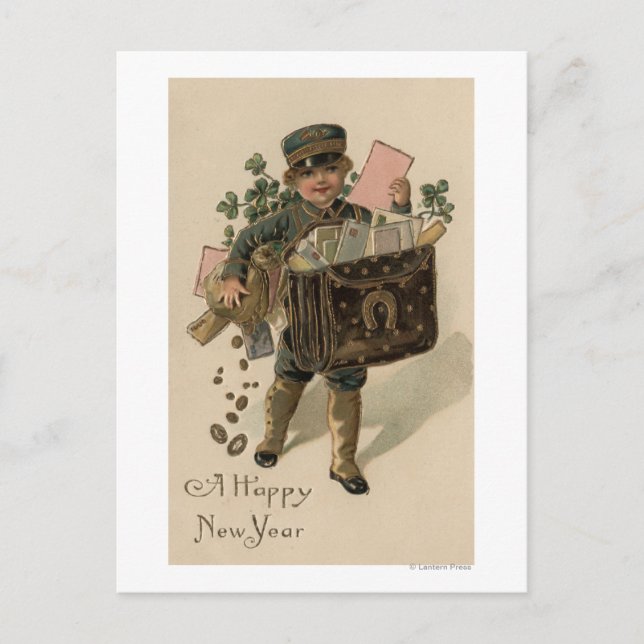 Cartes Pour Fêtes Annuelles Un nouveau garçon heureux de courrier de YearIrish (Devant)