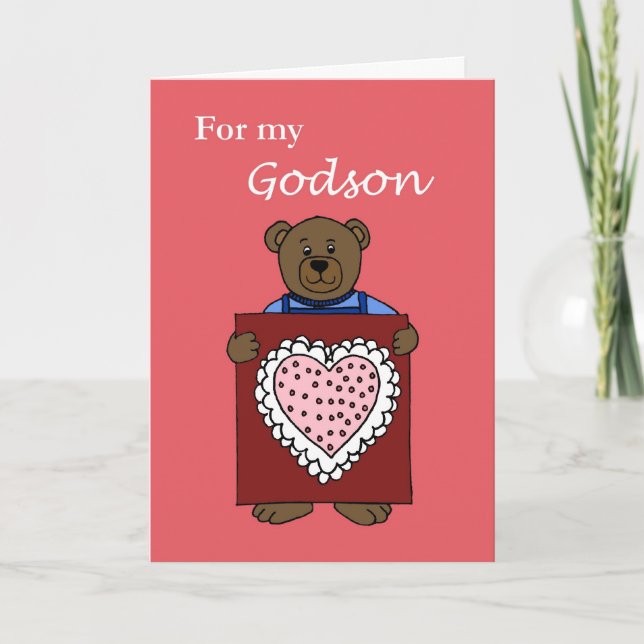 Cartes Pour Fêtes Annuelles Un ours de garçon tenant un valentine (Devant)