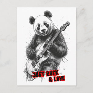 Cartes Pour Fêtes Annuelles Un panda sauvage jouant de la guitare sur