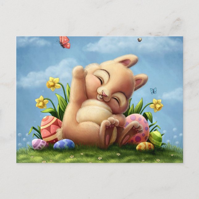 Cartes Pour Fêtes Annuelles Un Petit Lapin De Pâques (Devant)
