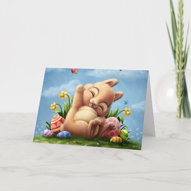 Cartes Pour Fêtes Annuelles Un Petit Lapin De Pâques (Devant)