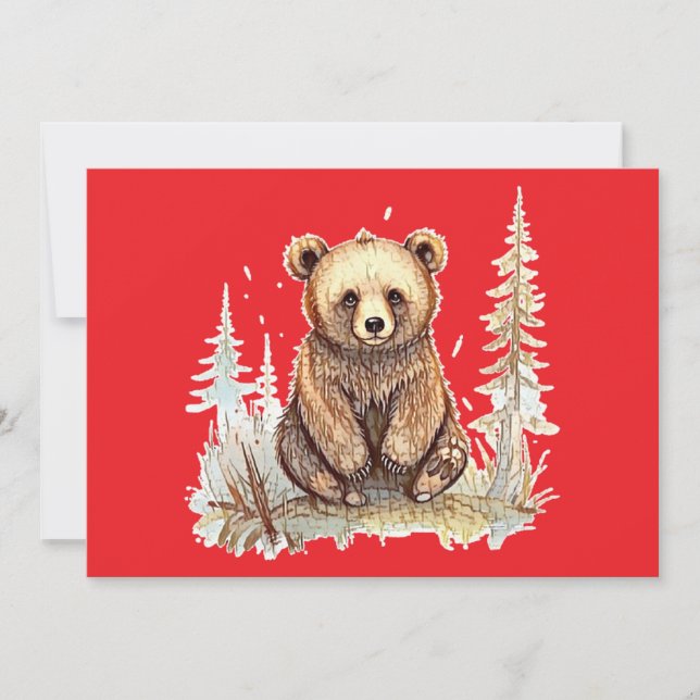 Cartes Pour Fêtes Annuelles Un petit ours mignon - Design artistique d'illustr (Devant)