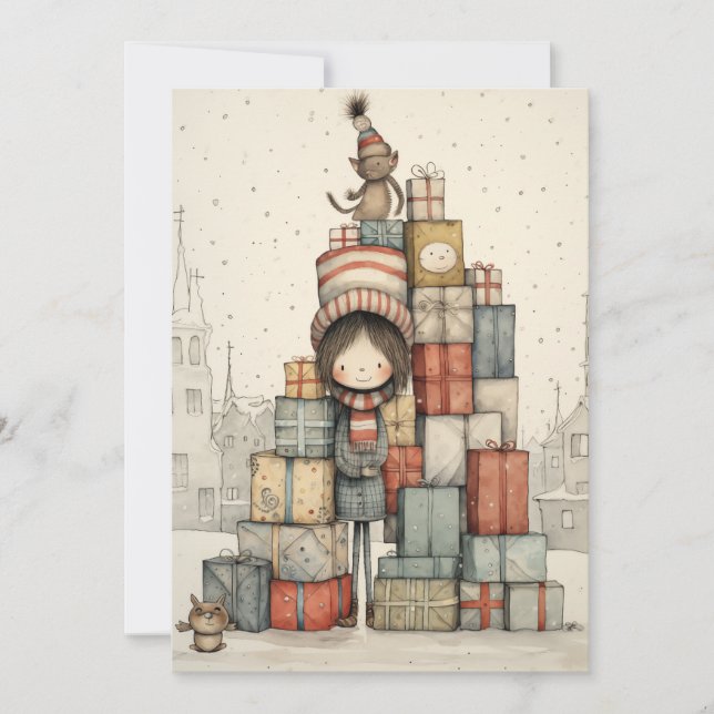 Cartes Pour Fêtes Annuelles Un Pile De Cadeaux De Noël (Devant)