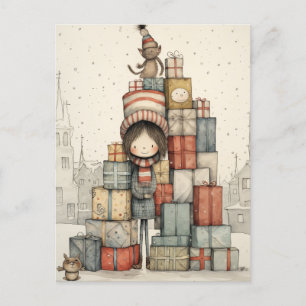 Cartes Pour Fêtes Annuelles Un Pile De Cadeaux De Noël