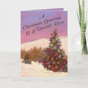Cartes Pour Fêtes Annuelles Un Salutation De Noël À Un Patron Spécial