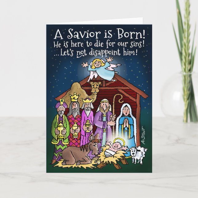 Cartes Pour Fêtes Annuelles Un sauveur est né ! -Carte pour les fêtes (Devant)