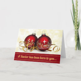 Cartes Pour Fêtes Annuelles Un Sauveur Est Né Noël Ornament Nativité