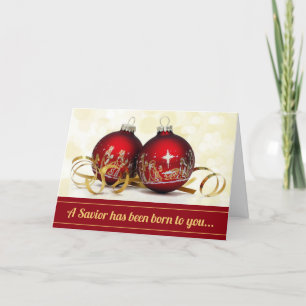 Cartes Pour Fêtes Annuelles Un Sauveur Est Né Noël Ornament Nativité