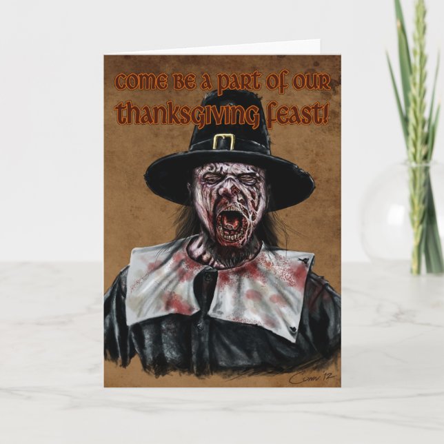 Cartes Pour Fêtes Annuelles Un Thanksgiving zombie (Devant)