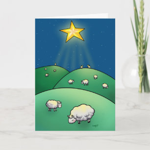 Cartes Pour Fêtes Annuelles Un troupeau de moutons sous l'étoile de Noël