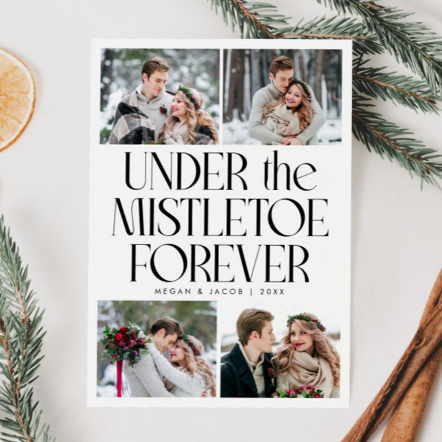 Cartes Pour Fêtes Annuelles Under the Mistletoe Forever White Photo  (Créateur téléchargé)