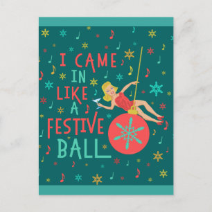 Cartes Pour Fêtes Annuelles Une amusante rétro de Noël sur le bal des fêtes de