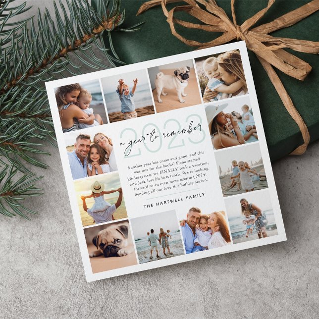 Cartes Pour Fêtes Annuelles Une année à retenir | Année d'évaluation Collage p (Créateur téléchargé)