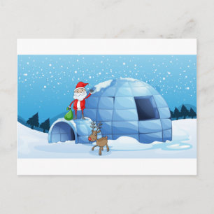 Cartes Pour Fêtes Annuelles une clause igloo et santa