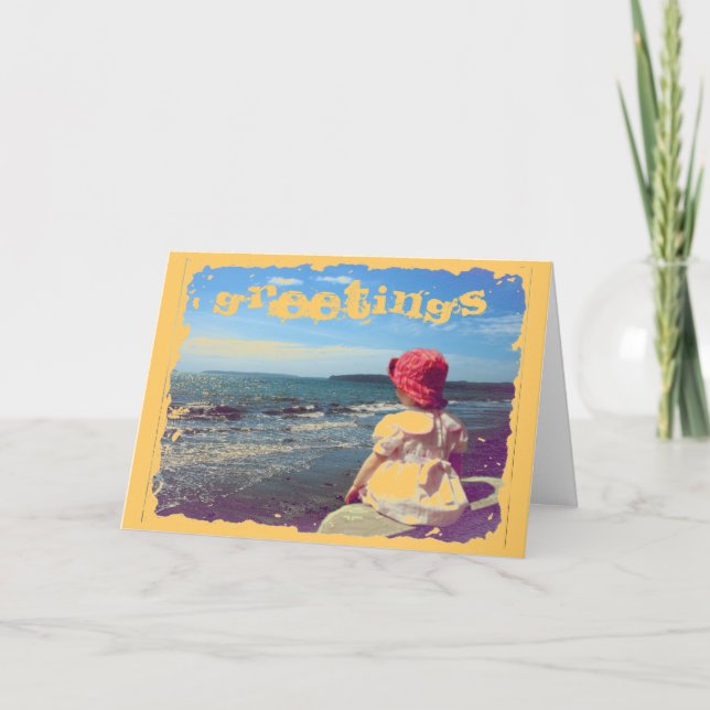 Cartes Pour Fêtes Annuelles Une fille au bord de la mer (Devant)