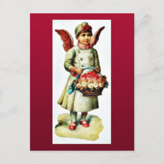 Cartes Pour Fêtes Annuelles Une fille habillée comme boque de transport d'ange