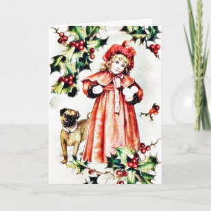 Cartes Pour Fêtes Annuelles Une fille tenant la boule aiment la chose