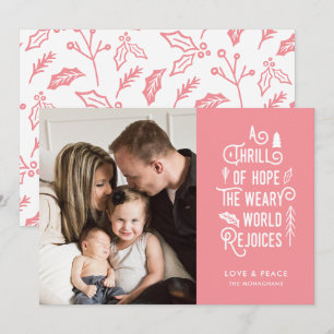 Cartes Pour Fêtes Annuelles Une frisson d'espoir   Rose   Une photo moderne