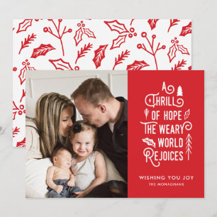 Cartes Pour Fêtes Annuelles Une frisson d'espoir   Rouge   Une photo moderne
