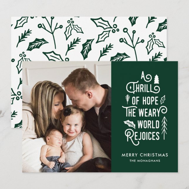 Cartes Pour Fêtes Annuelles Une frisson d'espoir | Vert | Une photo moderne (Devant / Derrière)