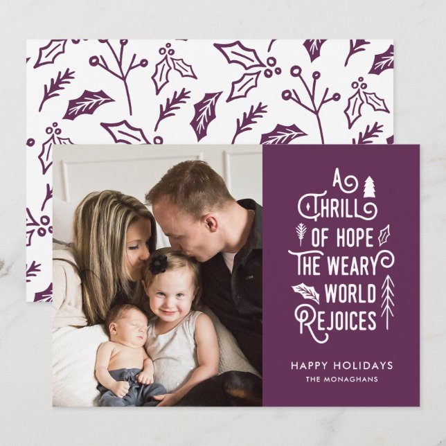 Cartes Pour Fêtes Annuelles Une frisson d'espoir | Violet | Une photo moderne (Devant / Derrière)