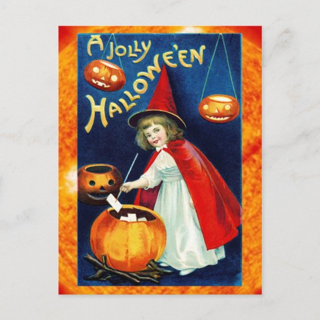 Cartes Pour Fêtes Annuelles Une Halloween joyeuse de la petite sorcière (Devant)