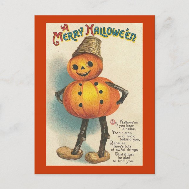 Cartes Pour Fêtes Annuelles Une joyeuse figure de Citrouille Halloween (Devant)