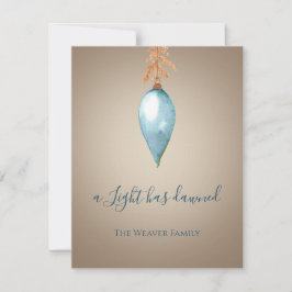 Cartes Pour Fêtes Annuelles Une Lumière Est Apparue | Aquarelle bleue Noël