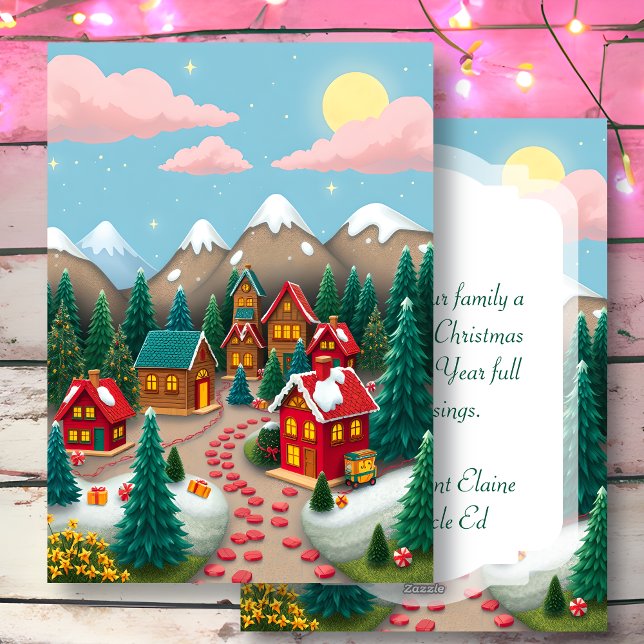 Cartes Pour Fêtes Annuelles Une mignonne ville Whimsical de Noël (Créateur téléchargé)