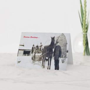 Cartes Pour Fêtes Annuelles Une "mule" Sleigh ouvert