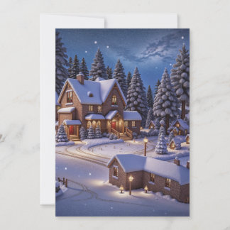 Cartes Pour Fêtes Annuelles Une Nuit d'Hiver Confortable Anticipant le Père No