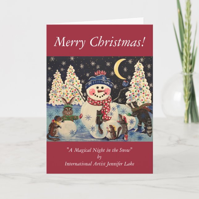 Cartes Pour Fêtes Annuelles "Une nuit magique dans la neige" (Devant)