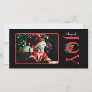 CARTES POUR FÊTES ANNUELLES UNE PHOTO RED JOY / POINSETTIA