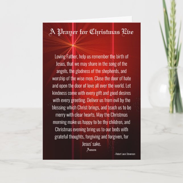 Cartes Pour Fêtes Annuelles Une prière pour la veille de Noël (Devant)
