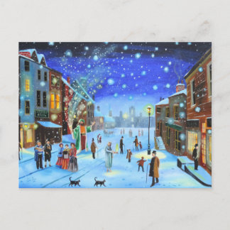 Cartes Pour Fêtes Annuelles Une scène de rue hivernale de Scrooge dans Un chan
