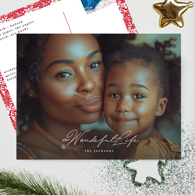 Cartes Pour Fêtes Annuelles une vie merveilleuse | Noël Photo Simplement Éléga (Créateur téléchargé)