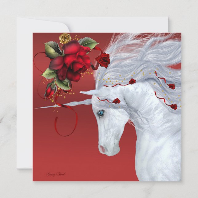 Cartes Pour Fêtes Annuelles Unicorn Rose (Devant)