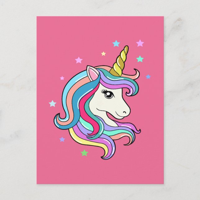 Cartes Pour Fêtes Annuelles Unicorne colorée (Devant)