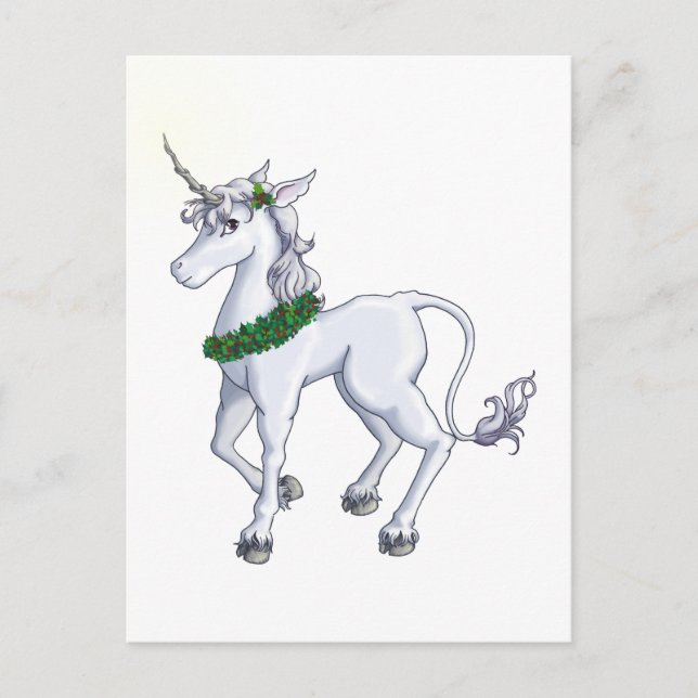 Cartes Pour Fêtes Annuelles Unicorne de Noël (Devant)
