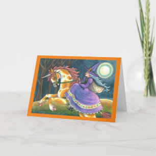 Cartes Pour Fêtes Annuelles UNICORNE DE TÉMOIGNAGE ET HALLOWEEN, CHAT NOIR Ima