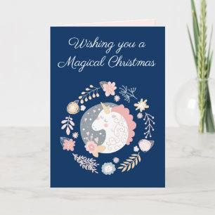 Cartes Pour Fêtes Annuelles Unicorne magique de Noël