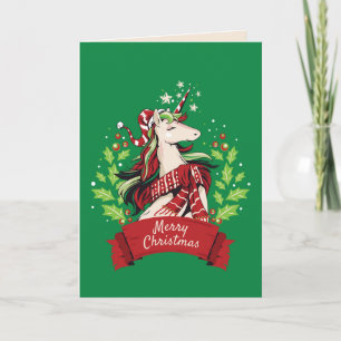 Cartes Pour Fêtes Annuelles Unicorne magique de Noël