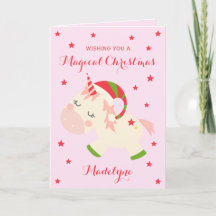 Unicorne Noël mignon rose personnalisé