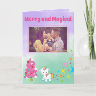 Cartes Pour Fêtes Annuelles Unicorne Noël Votre photo de famille