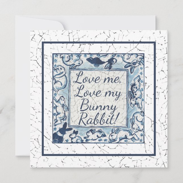 Cartes Pour Fêtes Annuelles Unique Blue Valentine Lapin Lapin Amour Delft (Devant)